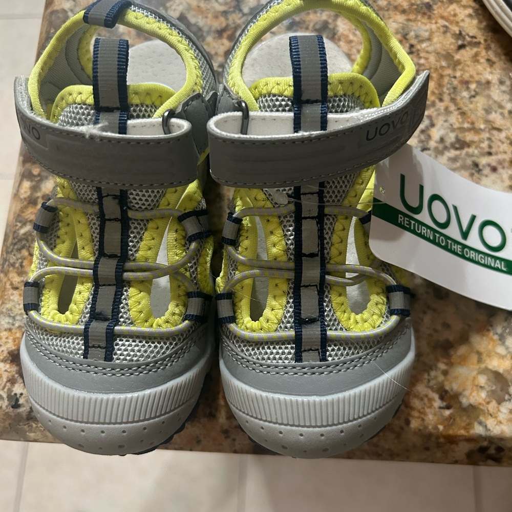 UOVO Gray and Yellow Sandals with Closed Toe and Velcro Straps
